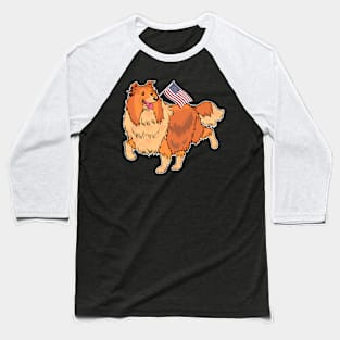 American Flag Sheltie Dog Love Baseball T-Shirt